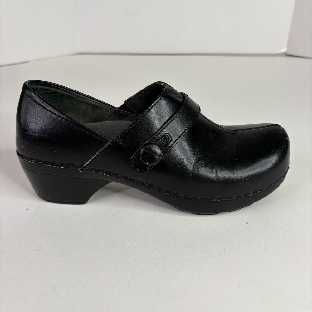 Dansko Solstice Womens Size 7 Black Leather Clogs Shoes EU 38 9815020200